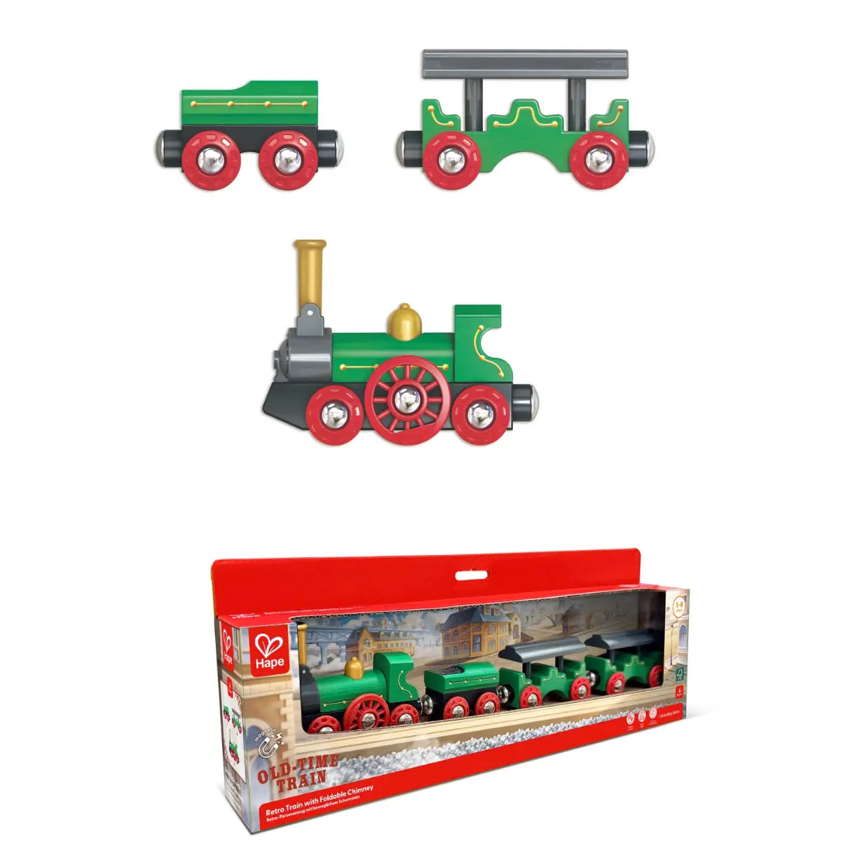 ハペ(ラペ) Hape Retro Train with Foldable Chimney - HapeToys