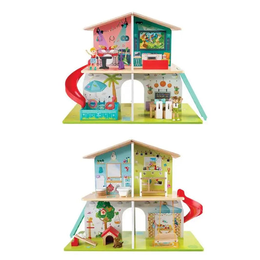 Hape all season dollhouse with furniture – Dilly Dally Kids