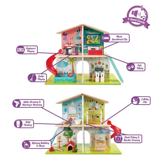 Hape Rock and Slide Play House with 8 Rooms and 9 Sound Effects