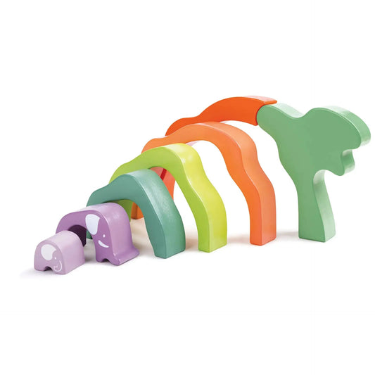 Hape Safari Elephant Stacking Blocks | Sensory Wooden Learning Toy for Toddlers