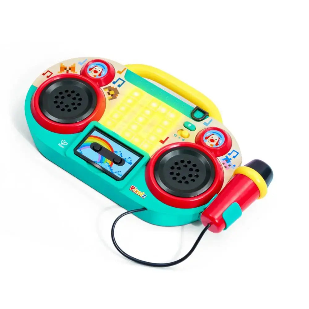 Hape Sing-Along Pixel Boombox Karaoke Toy Machine with Microphone