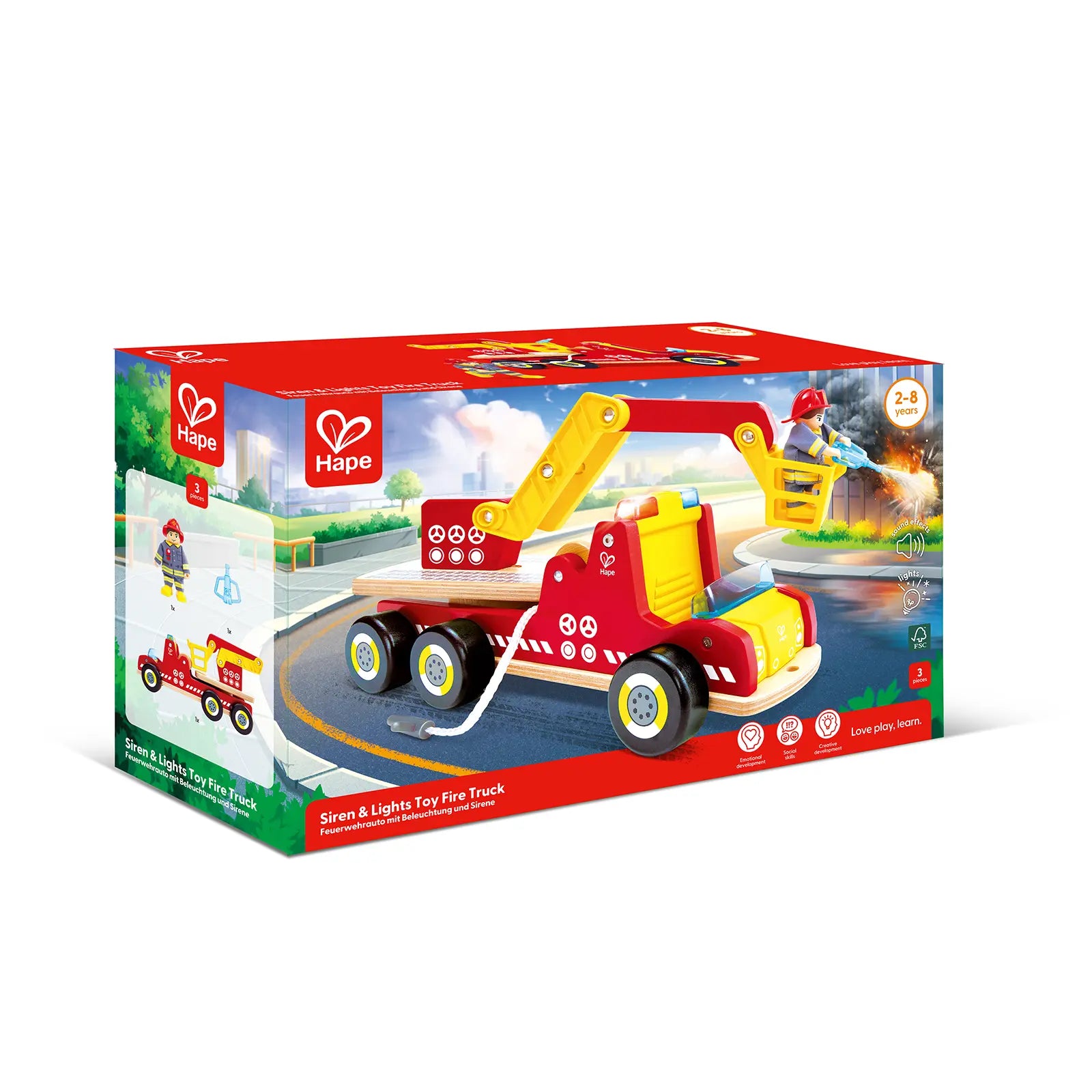 Hape Siren & Lights Toy Fire Truck Hape