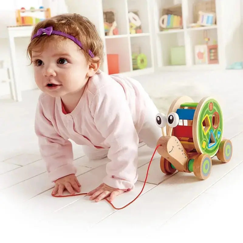 Hape Walk-A-Long Snail Toddler Wooden Pull Toy