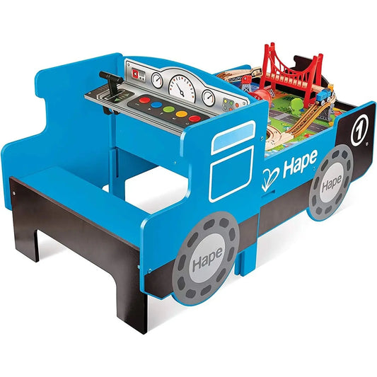 Hape Wooden Blue Foldable Ride-on Engine Table