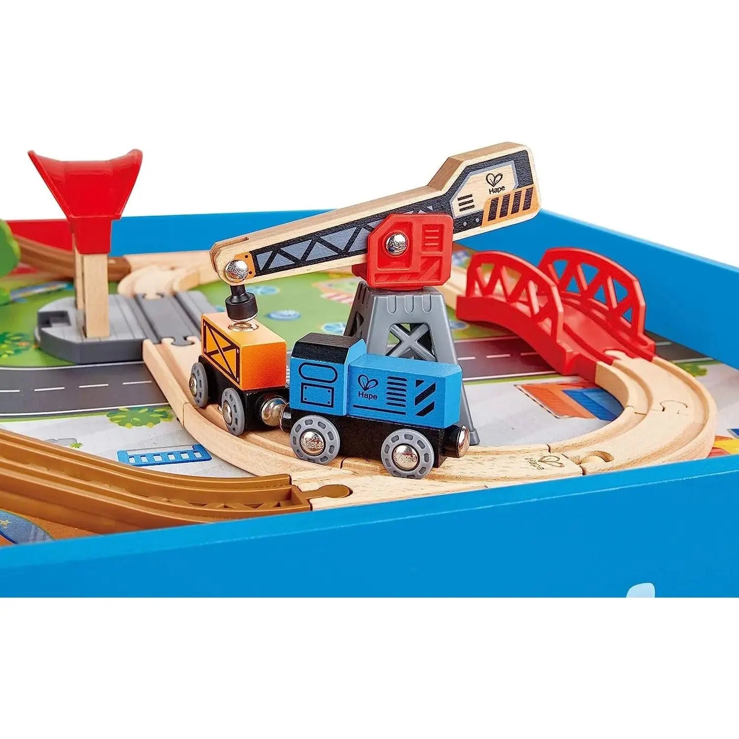 Hape Wooden Blue Foldable Ride-on Engine Table