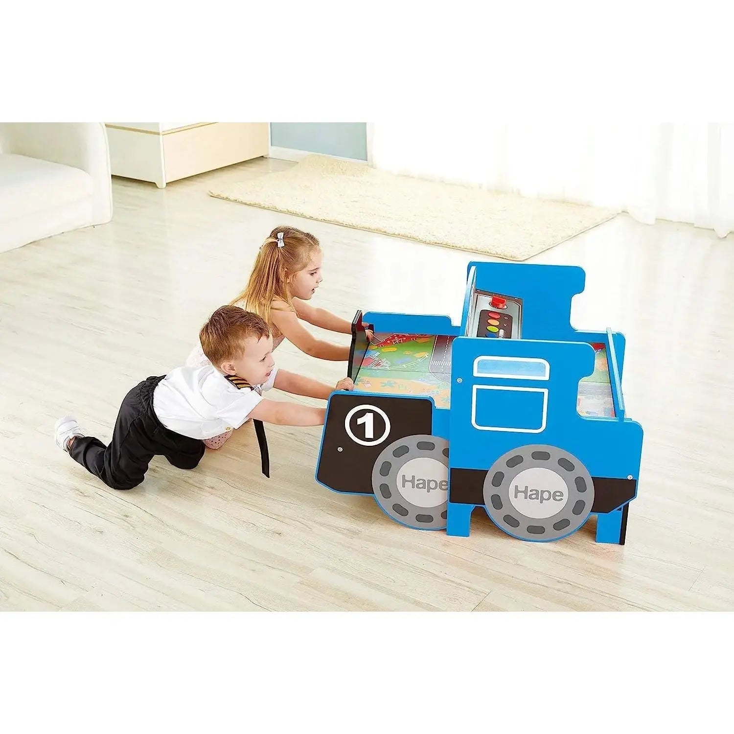 Hape Wooden Blue Foldable Ride-on Engine Table