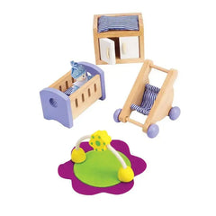 Hape Wooden Doll House Furniture Baby's Room Set