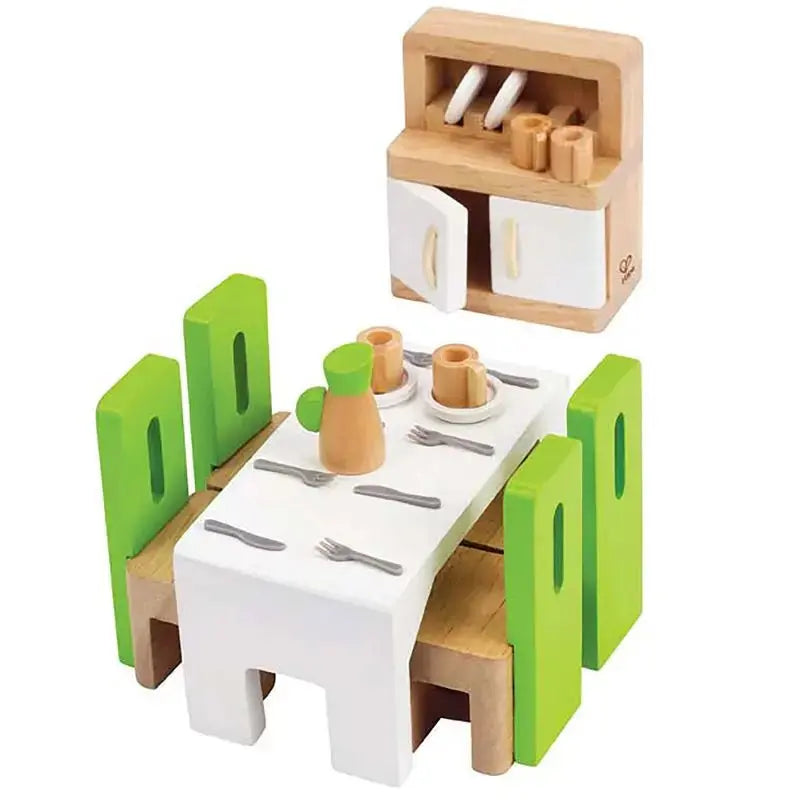 Hape Wooden Doll House Furniture Dining Room Set