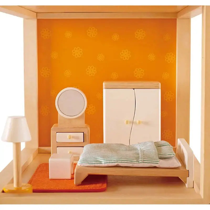 Hape Wooden Doll House Furniture Master Bedroom Set