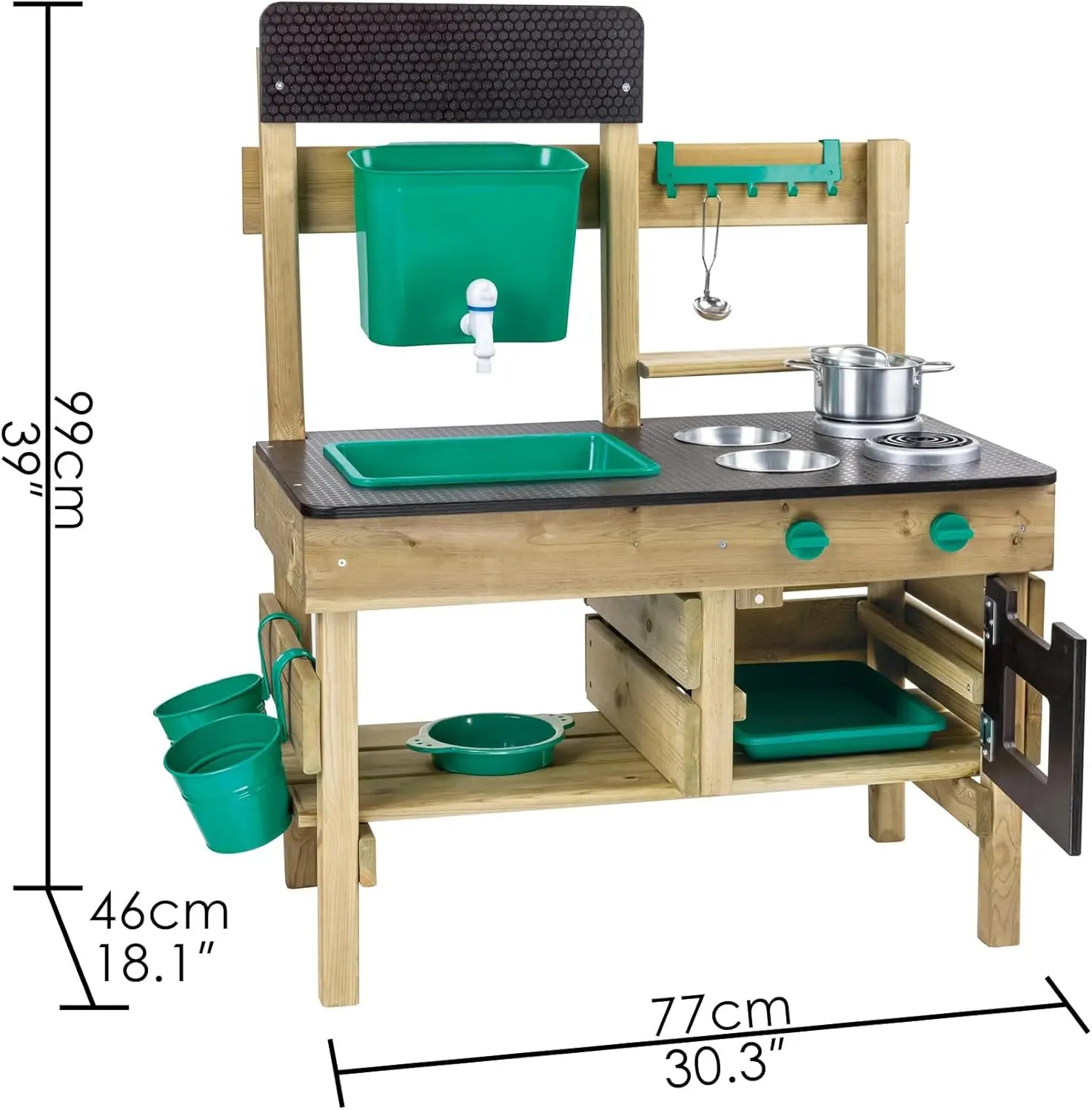 Hape Wooden Outdoor Mud Kitchen for Kids - Preschool Playset with Accessories