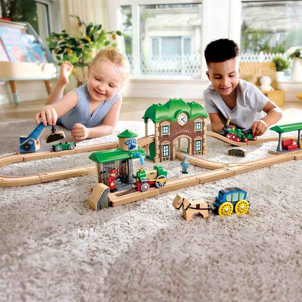 Hape Wooden Retro Train & Station Set