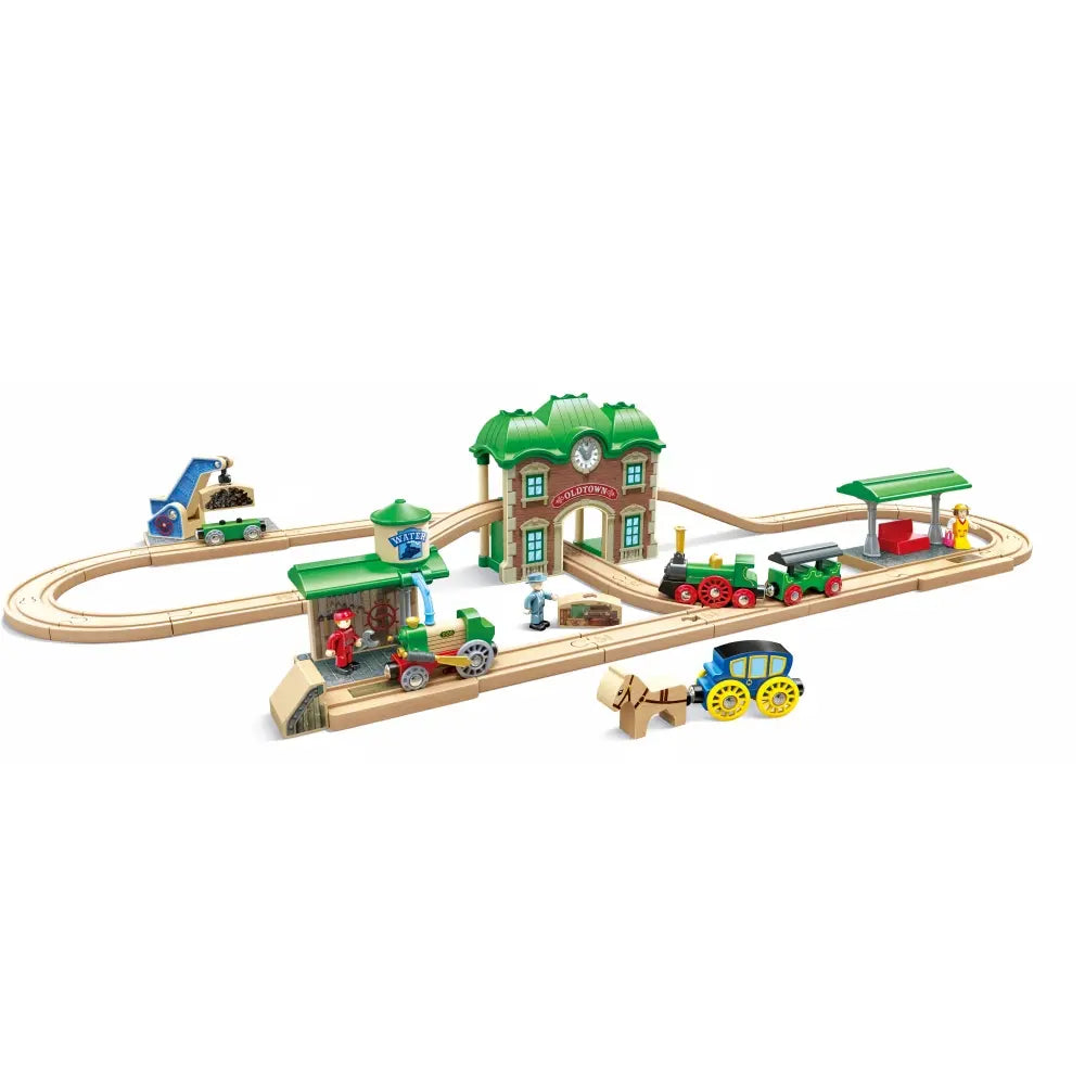 Hape Wooden Retro Train & Station Set