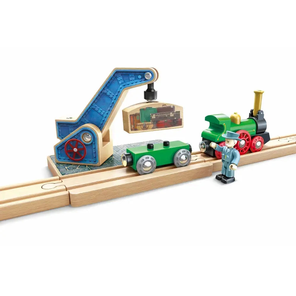 Hape Wooden Retro Train & Station Set