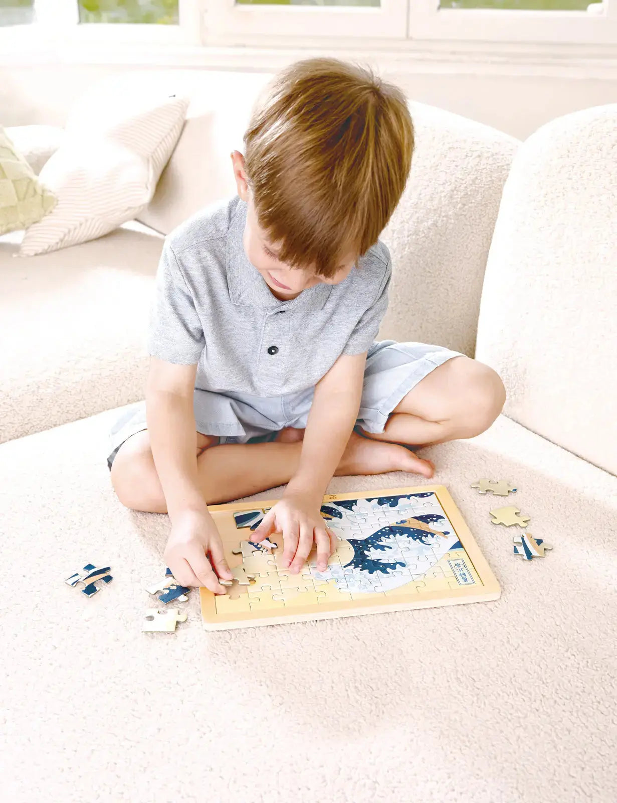 Hape x The Met Hokusai Great Wave Wooden Frame Puzzle – 48-Piece