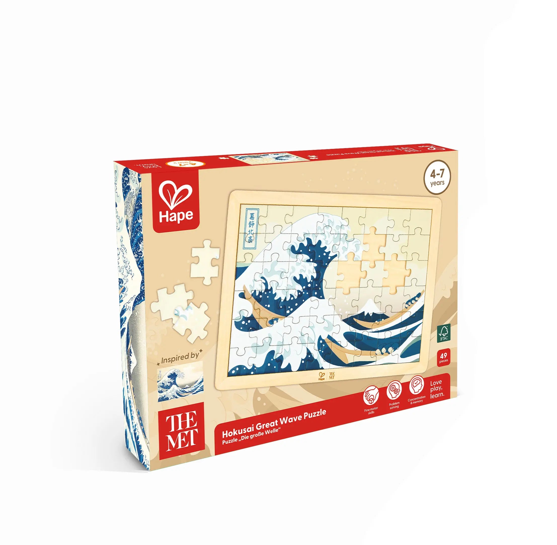 Hape x The Met Hokusai Great Wave Wooden Frame Puzzle – 48-Piece