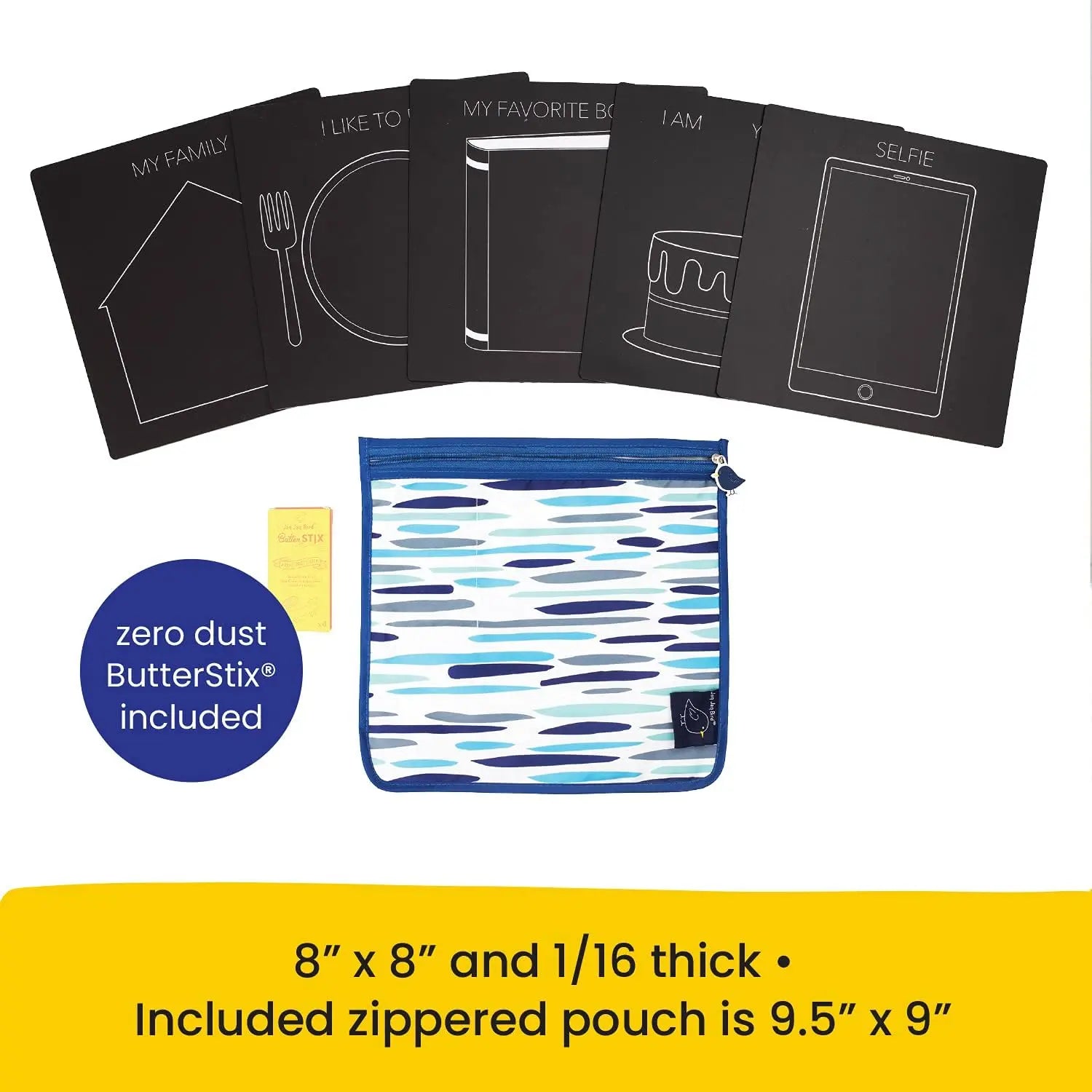 Jaq Jaq Bird Bored Board Set - Selfie with 4 pk ButterStix® in zipper pouch Jaq Jaq Bird