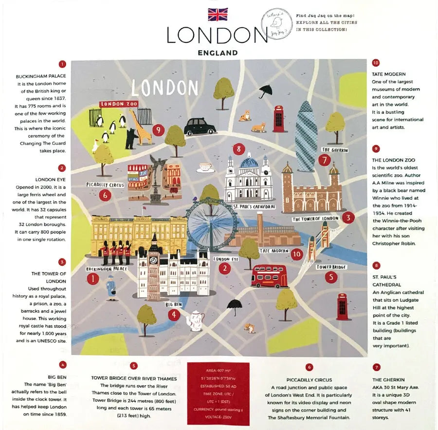 Jaq Jaq Bird Cities of Wonder Color It & Go erasable book - London Jaq Jaq Bird