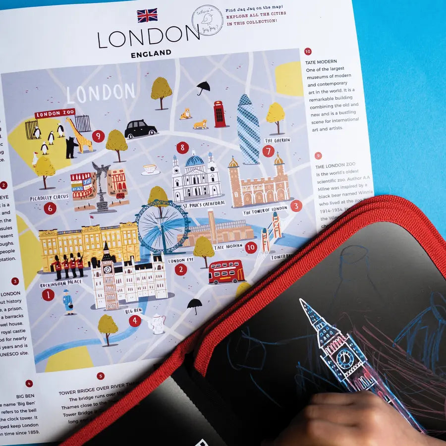 Jaq Jaq Bird Cities of Wonder Color It & Go erasable book - London Jaq Jaq Bird
