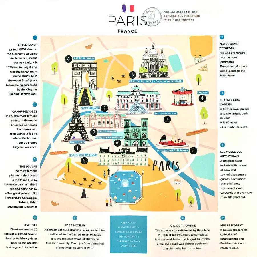 Jaq Jaq Bird Cities of Wonder Erasable Book Paris Jaq Jaq Bird