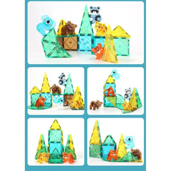 KEBO 56pcs Prairie Animals Construction Blocks Magnetic Tiles