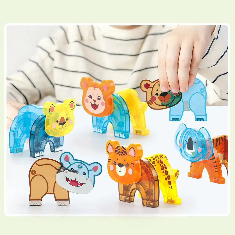 KEBO 56pcs Prairie Animals Construction Blocks Magnetic Tiles