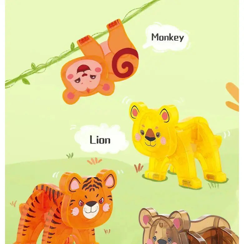 KEBO 56pcs Prairie Animals Construction Blocks Magnetic Tiles