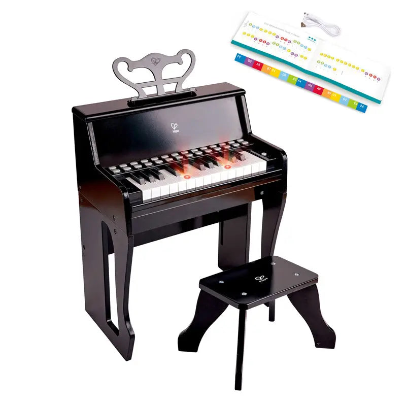 Learn with Lights Black Piano with Stool Hape