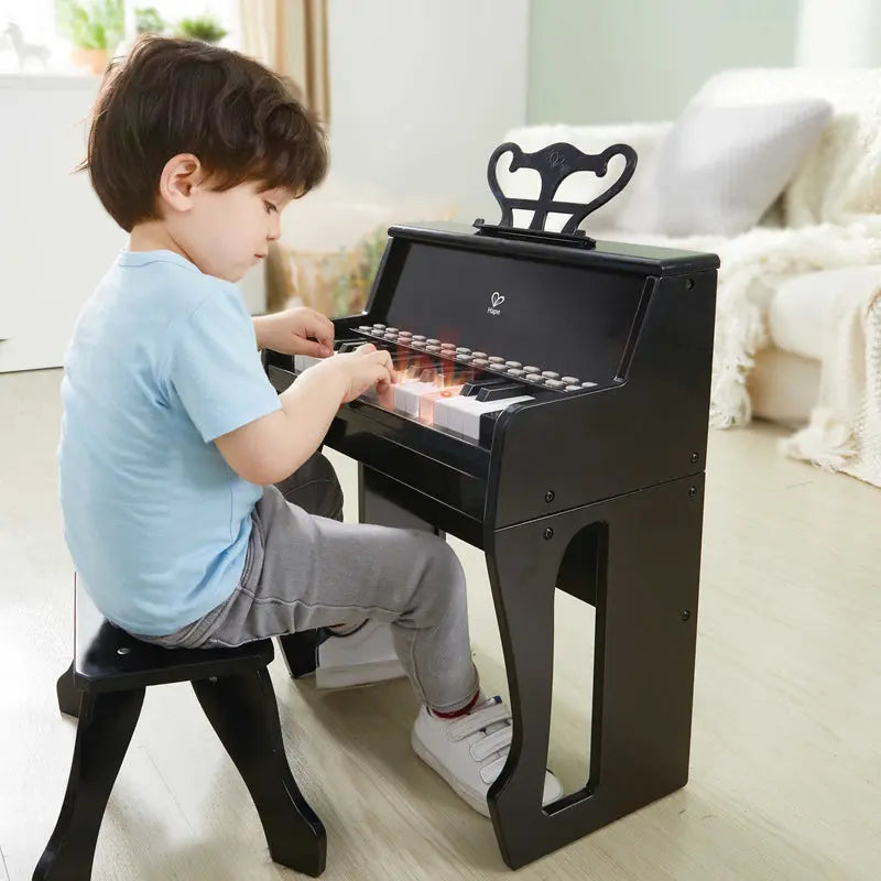 Learn with Lights Black Piano with Stool Hape