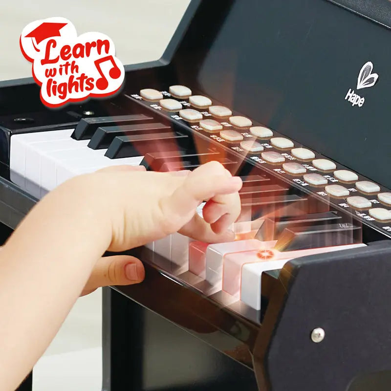 Learn with Lights Black Piano with Stool Hape