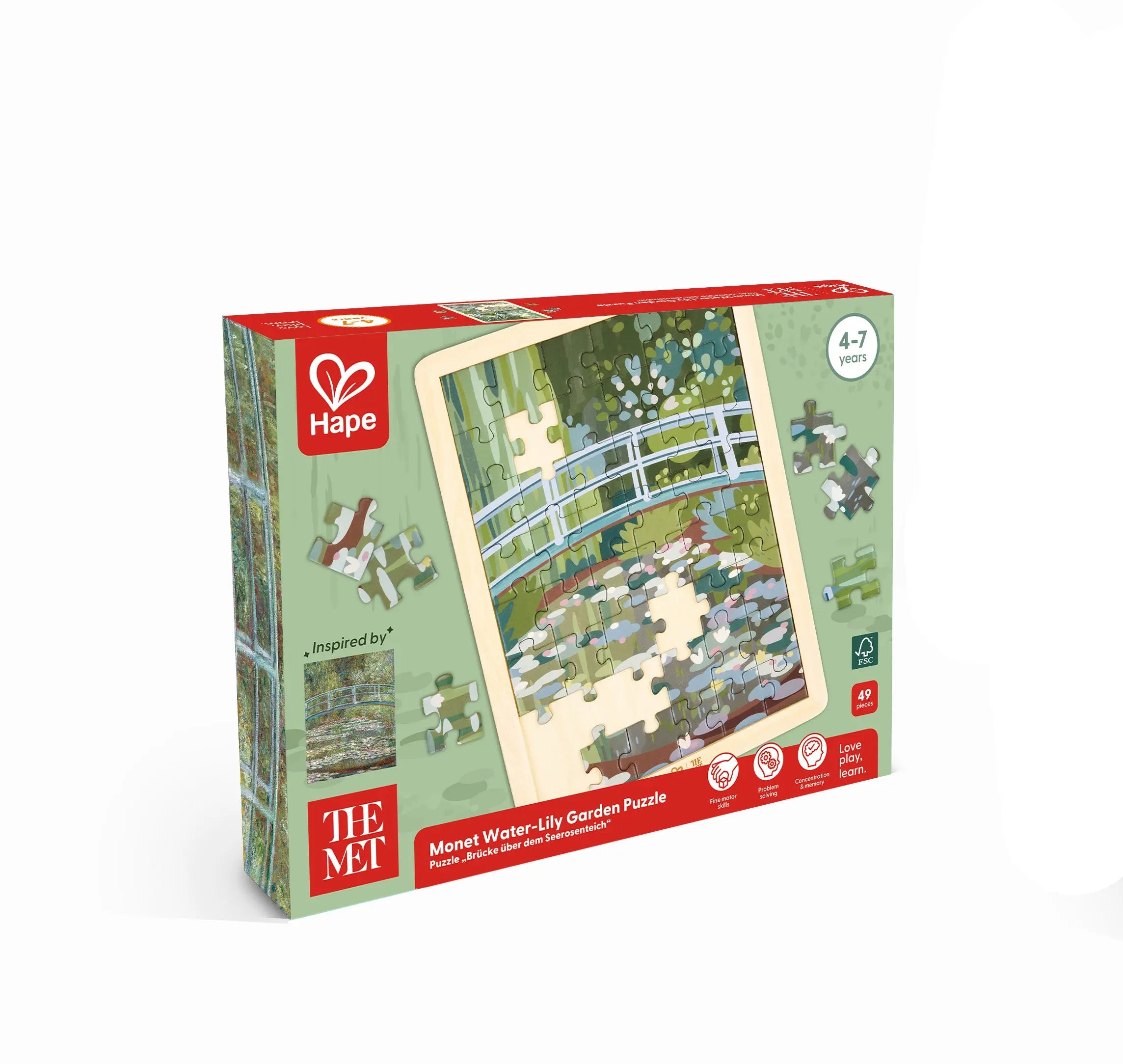 Hape x The Met Monet Water-Lily Garden Wooden Frame Puzzle – 48