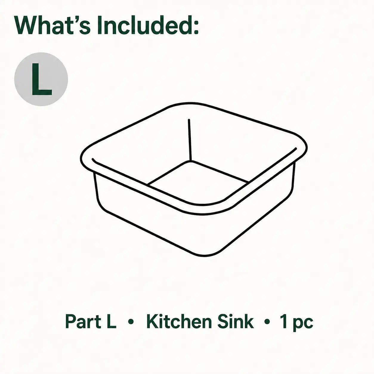 Replacement Gray Kitchen Sink for White Gourmet Kitchen (E3152)