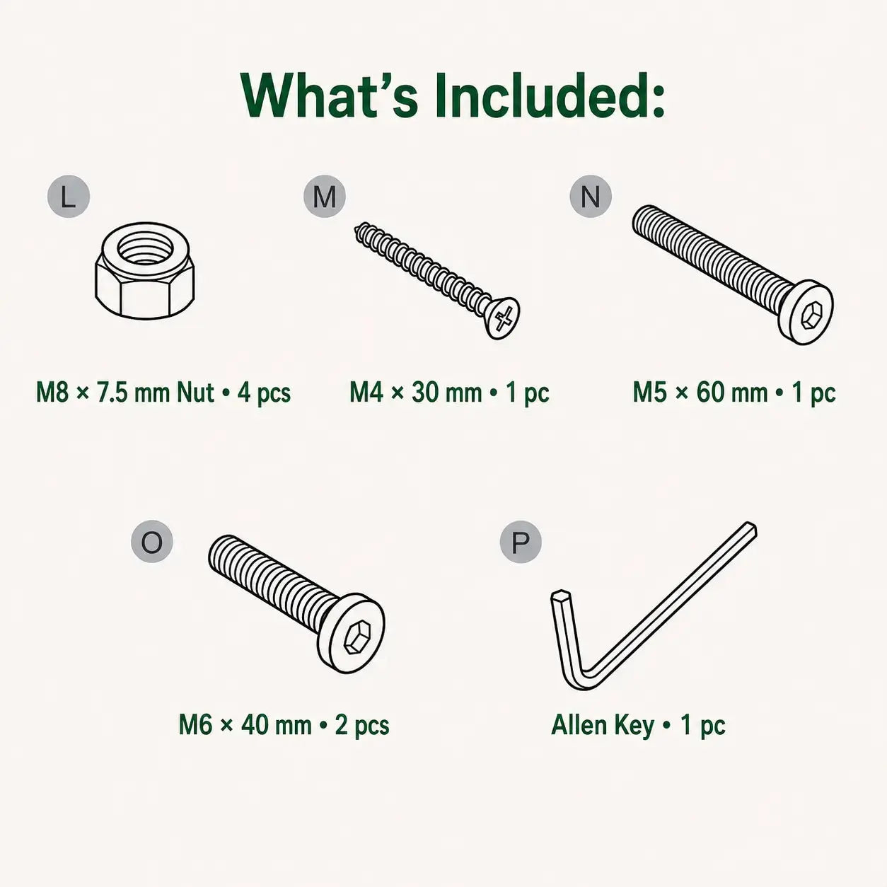 Replacement Hardware Pack for Scoot-Around Ride-On Bike (E0101)