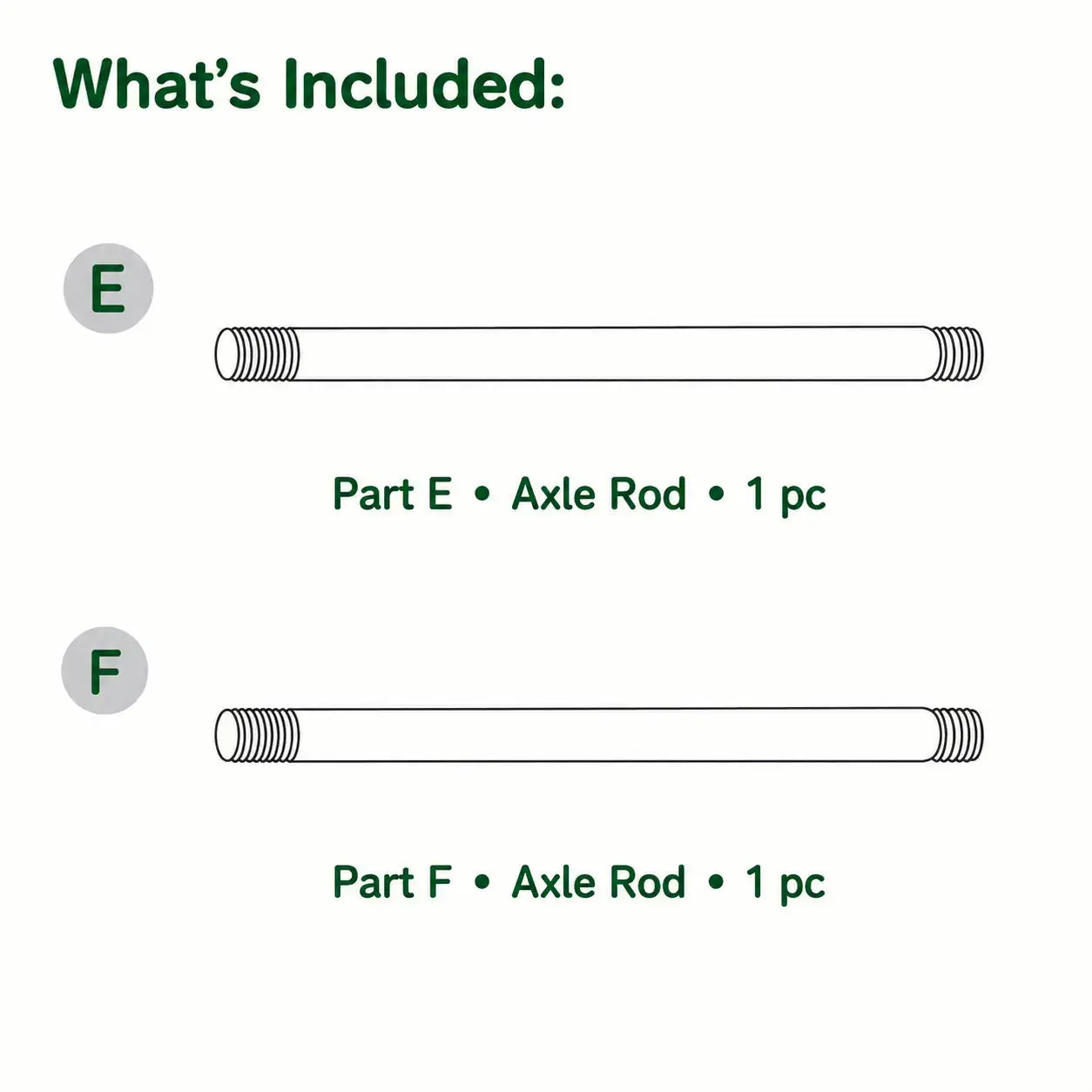 Replacement Rods (Parts E & F) for Scoot-Around (E0101)
