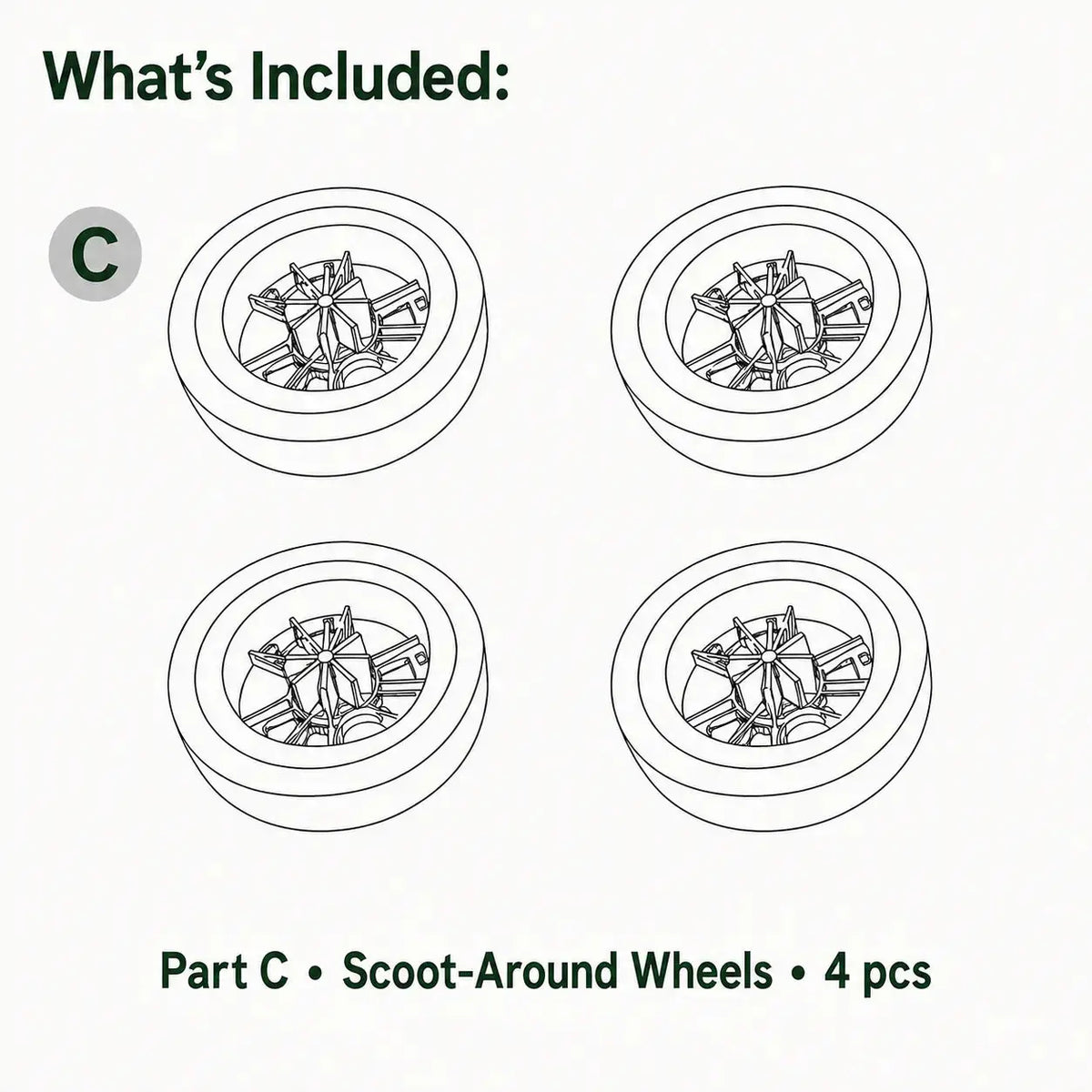 Replacement Wheels for Scoot-Around (E0101)