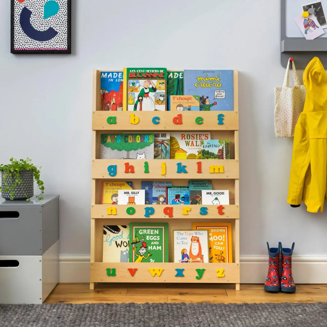 Tidy Books Bookcase Natural Wood (With Letters -Lowercase Retro) FSC 100% TidyBooks