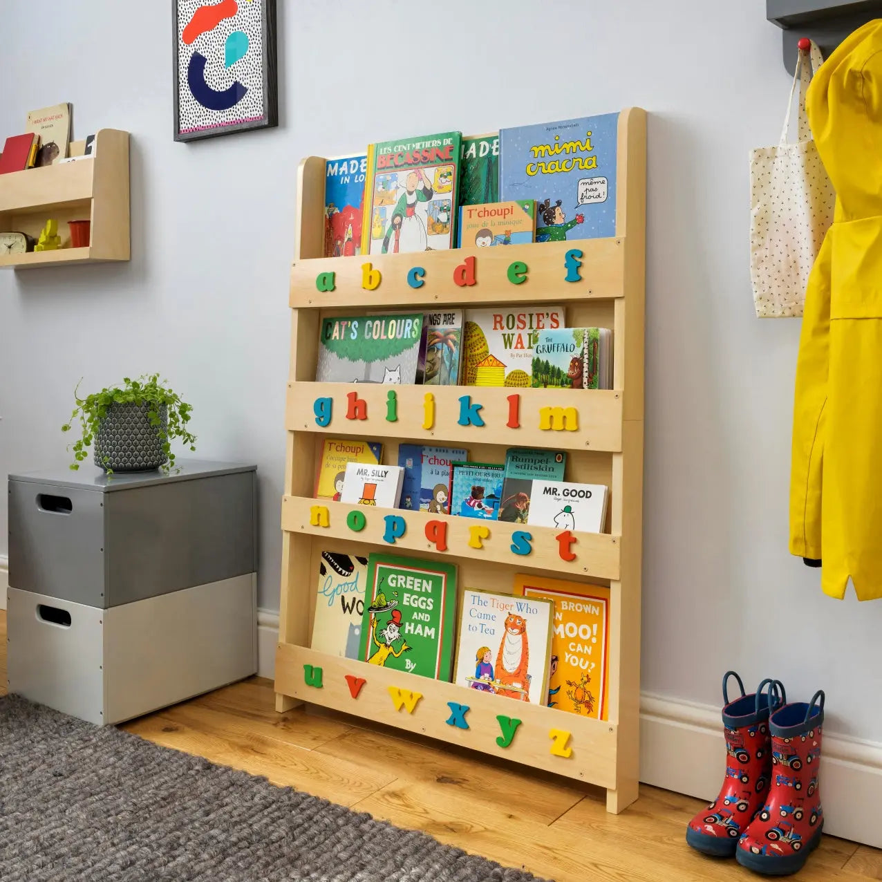 Tidy Books Bookcase Natural Wood (With Letters -Lowercase Retro) FSC 100% TidyBooks