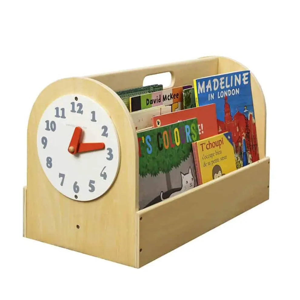 TidyBooks Clock Design-Tidy Box-WHITE /Natural Kids Room Book Storage FSC100% TidyBooks