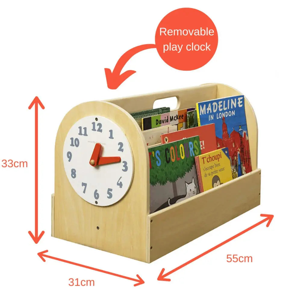 TidyBooks Clock Design-Tidy Box-WHITE /Natural Kids Room Book Storage FSC100% TidyBooks