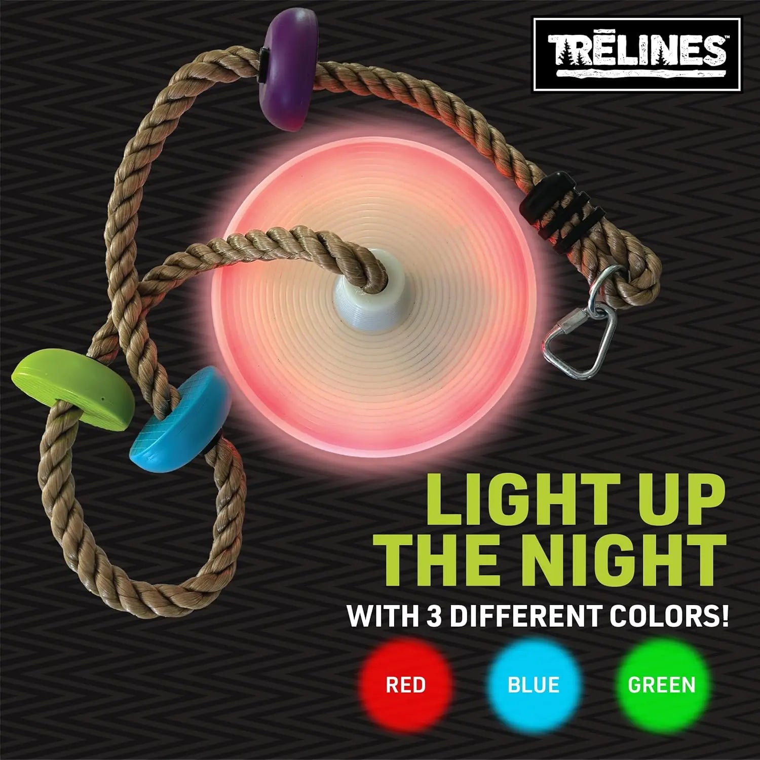 Trelines LED Climbing Rope Swing 6ft, Maximum Weight Recommendation 500 lbs TRELINES