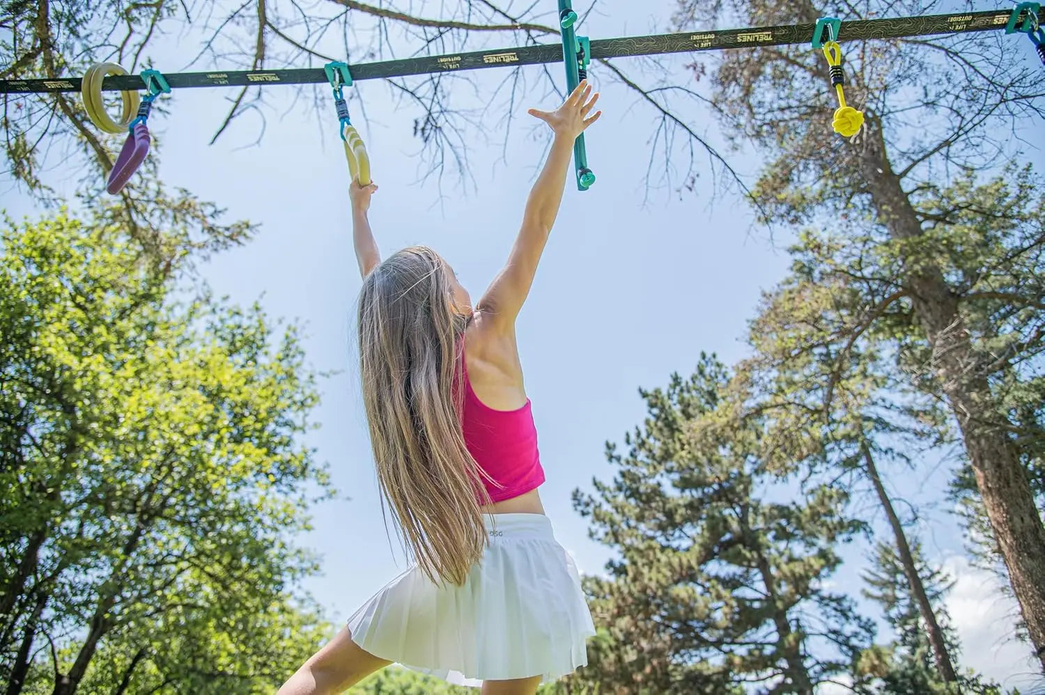 Trelines Ninja Warrior Obstacle Course for Kids, Most Attractive Lines and Gear for Backyard - 8 Ninja Obstacles - Monkey Bars, Gym Rings, Tree Rings, Fists. Great for Girls & Boys 5+ Get Outside Hape-Toy-Market