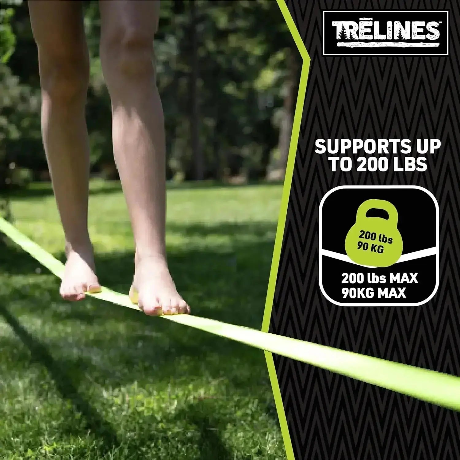 Trelines Classic Slackline 50ft, 	Maximum Weight Recommendation 500 lbs TRELINES