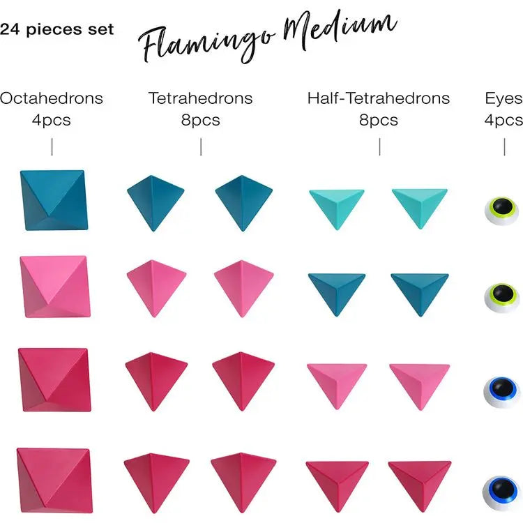 Trido Flamingo Magnetic Art 3D Shapes Medium 24-Piece Trido