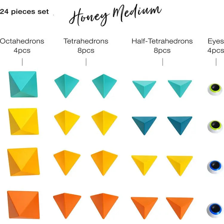 Trido Honey Magnetic Art 3D Shapes Medium 24-Piece Trido