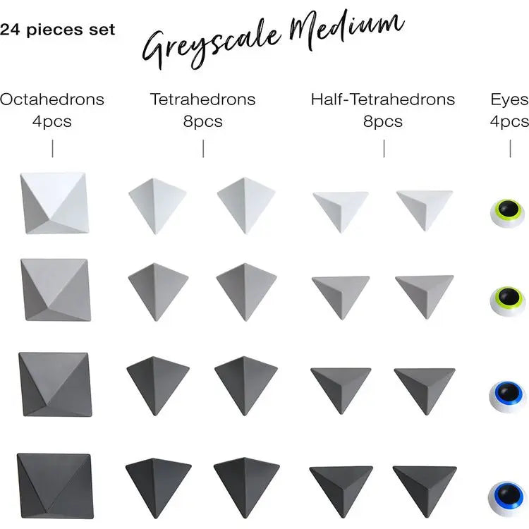Trido Monochromatic Magnetic Art 3D Shapes Medium 24-Piece Trido