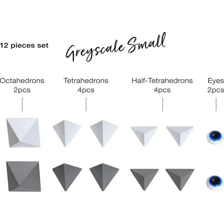 Trido Monochromatic Magnetic Art 3D Shapes Small 12-Piece Trido