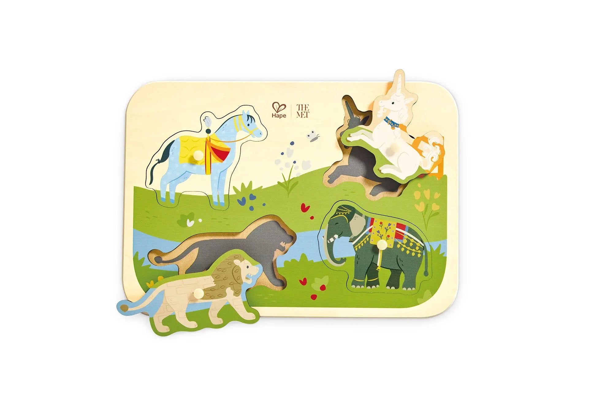 Wooden Peg Puzzles Animals-Big Met