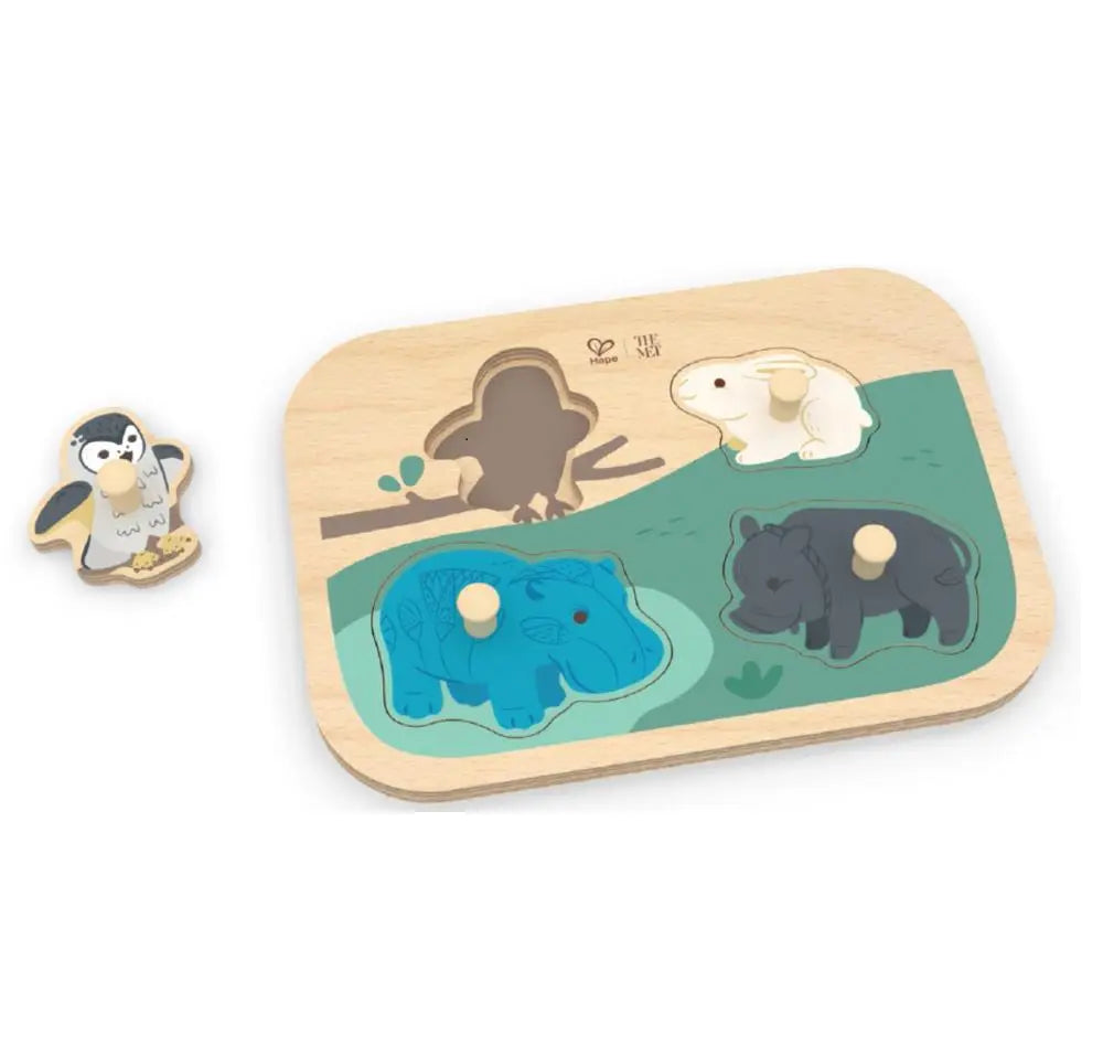 Wooden Peg Puzzles Animals-Small Met